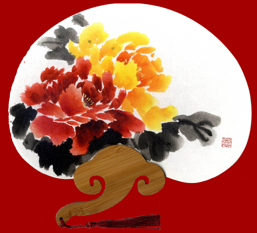 高甄斈，〈牡丹6〉，2020，彩、墨、紙，24×27cm。